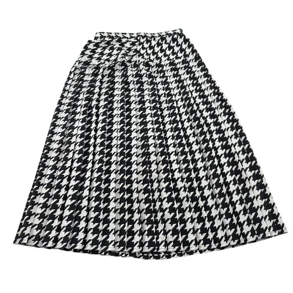 Houndstooth Midi Skirt Size 8 Black & White Polyester - Picture 1 of 4